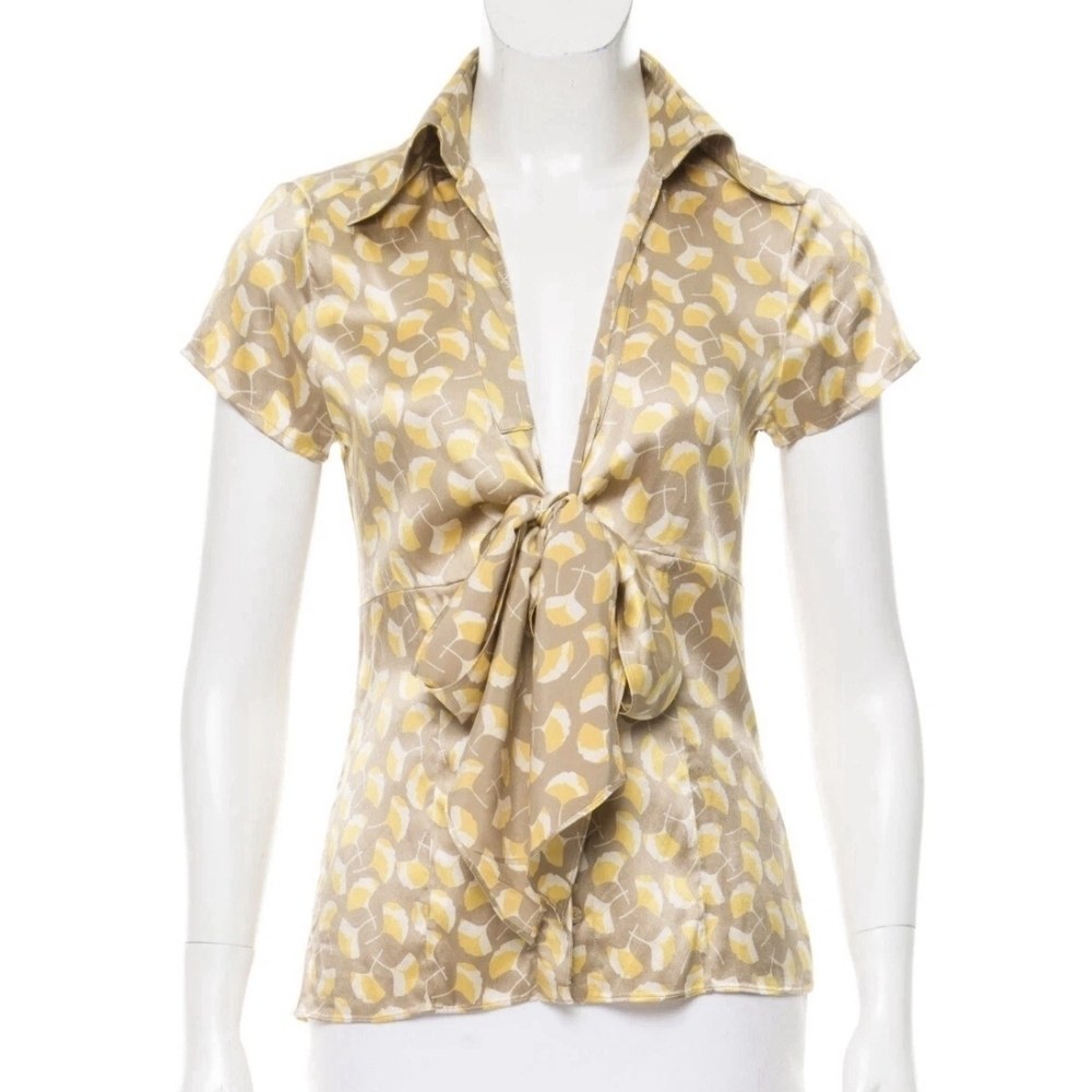 Diane Von Furstenberg Yellow and Beige Blouse